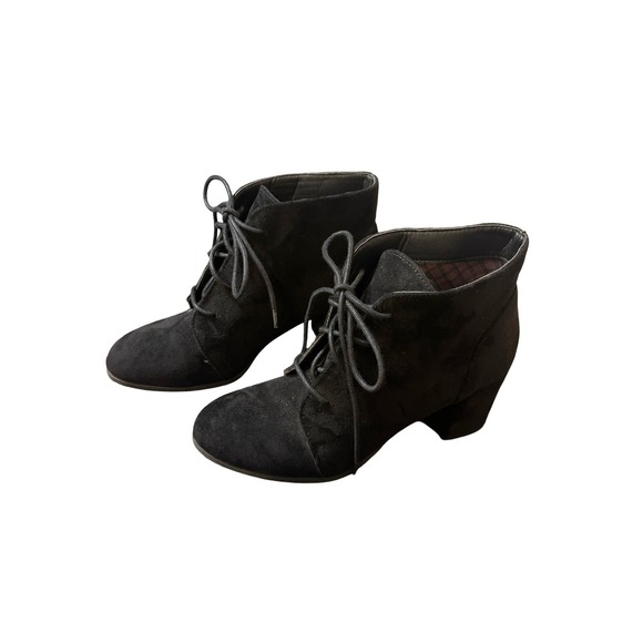 Madden Girl Shoes - Madden Girl Black Suede Lace Up Heeled Ankle Booties Women's Size 7